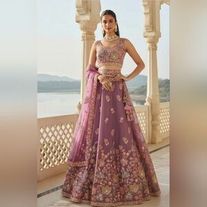 Elegant Lilac Sequence Embroidery Work Fendy Silk Lehenga Choli